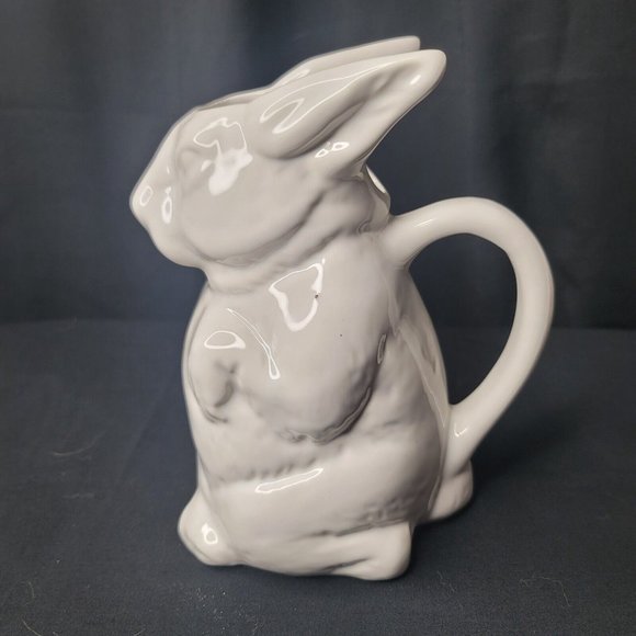 White Ceramic Figural Rabbit Pitcher Mold Number 368 9" Vtg Marsh Industries - Picture 5 of 7
